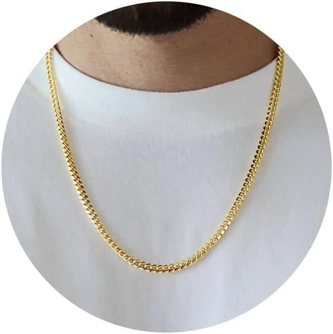 7mm 18K Real Gold Plated Cuban Link Chain for Men, Mens Stainless Steel Gold Chain Necklace Jewelry for Men